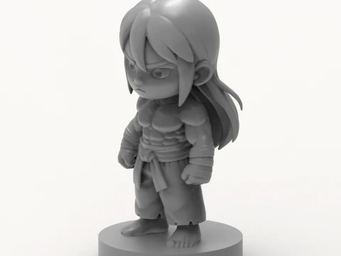 Chibi Anime Martial Arts Warrior 3D Printable Figurine 3D Print Model