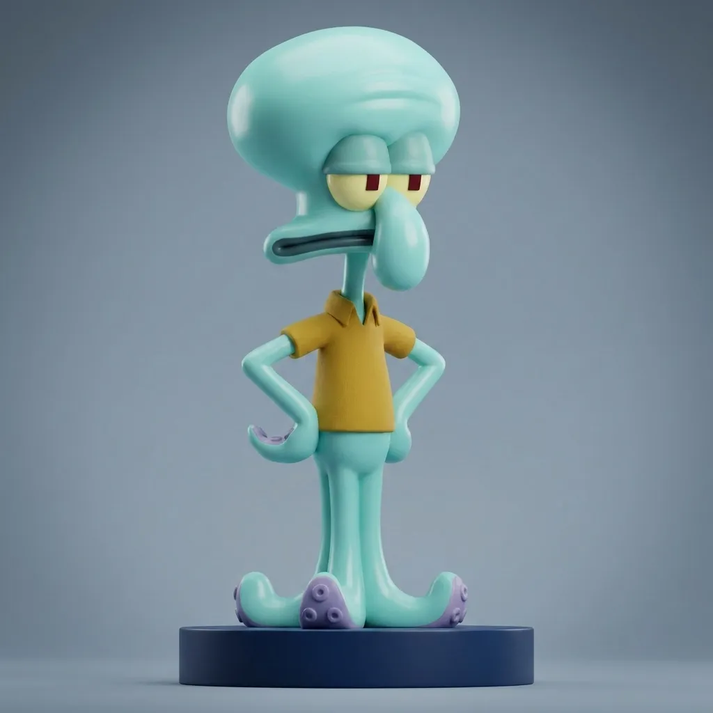 Squidward 3D Printable Figurine 3D Print Model .c4d .max .obj .3ds .fbx .stl .blend 