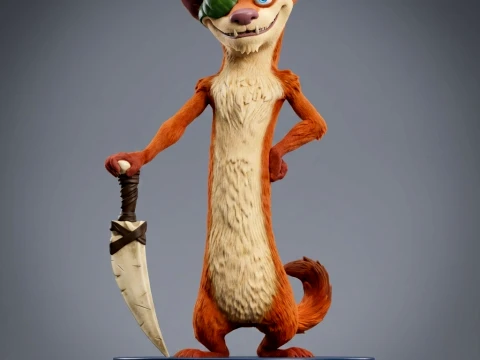 Buck the Weasel 3D Printable Figurine 3D Druckmodell