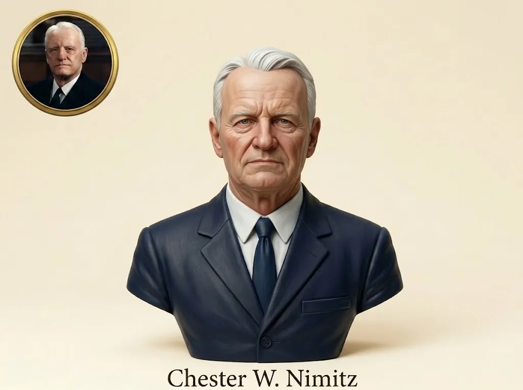 Chester W Nimitz 3D Printable Bust 3D Print Model .c4d .max .obj .3ds .fbx .stl .blend 