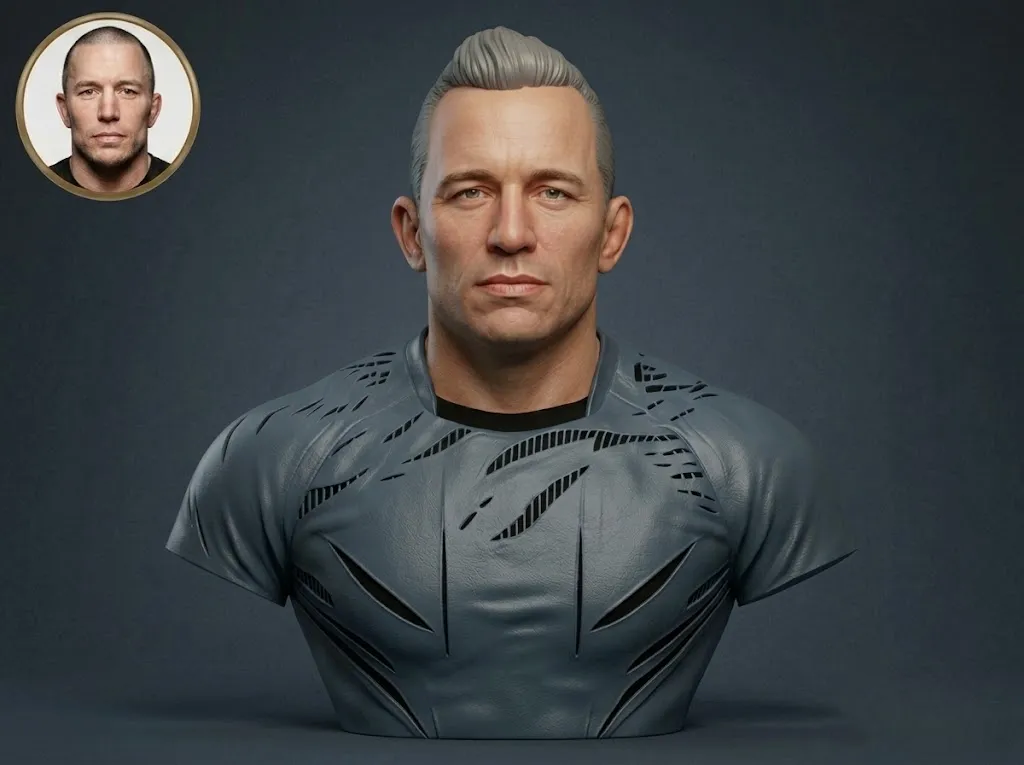 Georges St-Pierre 3D Printable Bust 3D Print Model .c4d .max .obj .3ds .fbx .stl .blend 