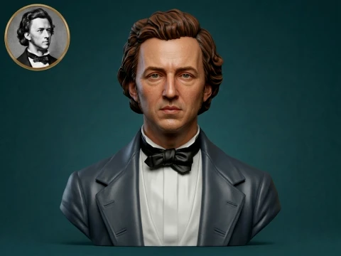 Frdric Chopin 3D Printable Bust 3D Print Model