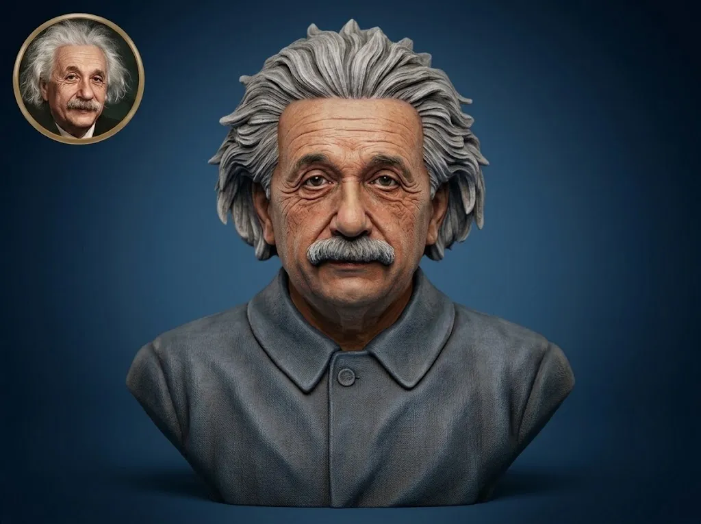 Albert Einstein 3D Printable Bust 3D Print Model .c4d .max .obj .3ds .fbx .stl .blend 