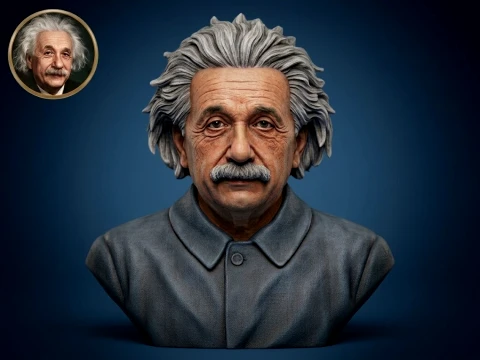 Albert Einstein 3D Printable Bust 3D Print Model