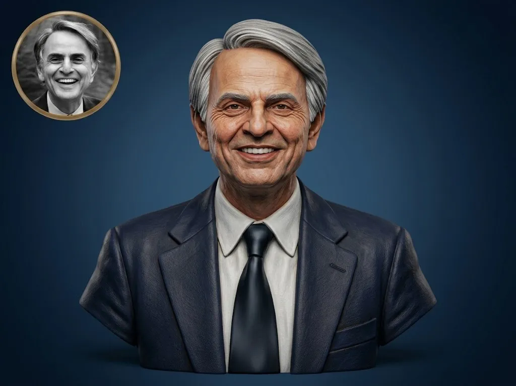Carl Sagan 3D Printable Bust 3D Print Model .c4d .max .obj .3ds .fbx .stl .blend 