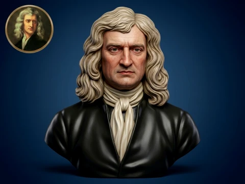 Isaac Newton 3D Printable Bust 3D Print Model