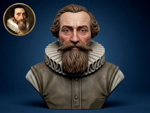 Johannes Kepler 3D Printable Bust 3D Print Model