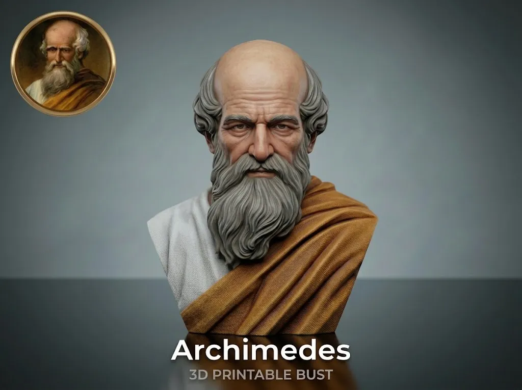 Archimedes Historical 3D Printable Bust 3D Print Model .c4d .max .obj .3ds .fbx .stl .blend 