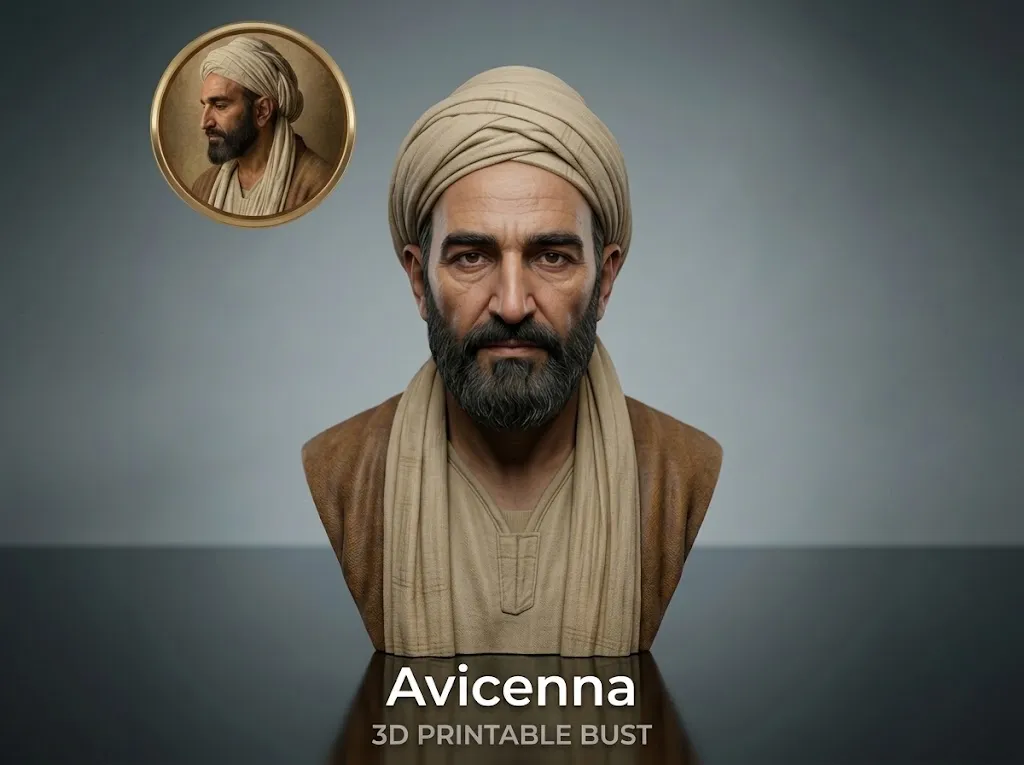 Avicenna Historical Polymath 3D Printable Bust 3D Print Model .c4d .max .obj .3ds .fbx .stl .blend 