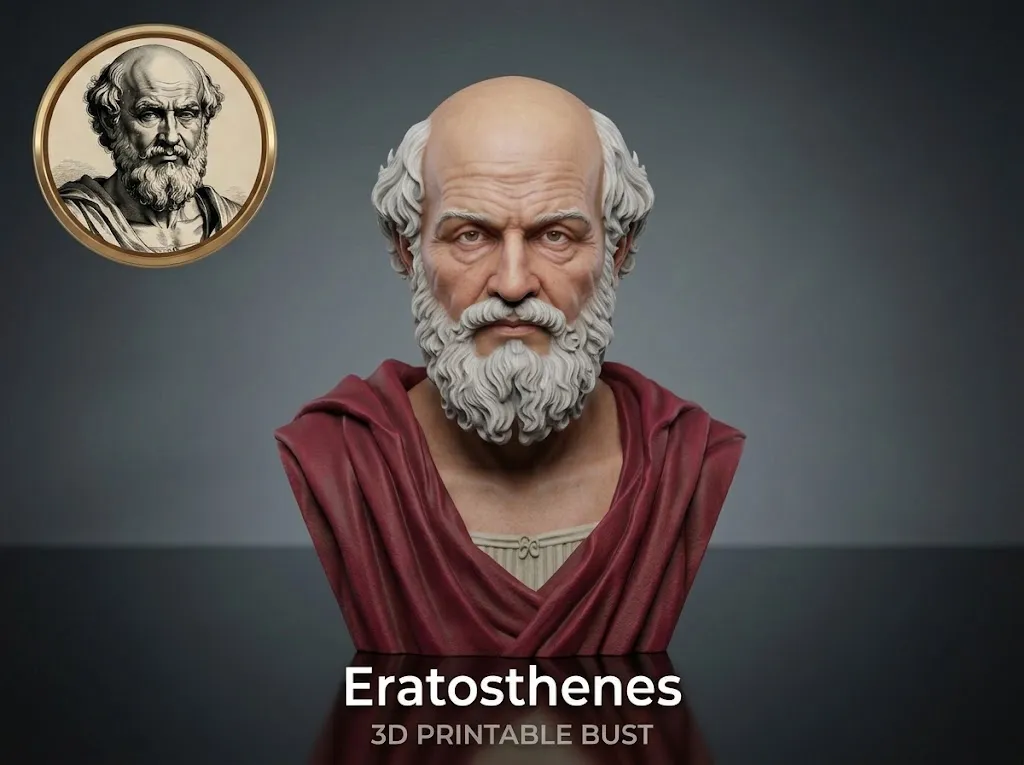Eratosthenes 3D Printable Bust 3D Print Model .c4d .max .obj .3ds .fbx .stl .blend 