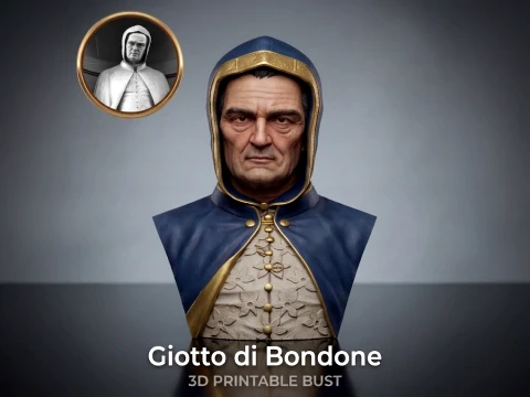 Giotto di Bondone 3D Printable Bust 3D Print Model