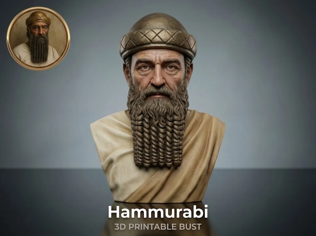 Hammurabi Babylonian King 3D Printable Bust 3D Print Model .c4d .max .obj .3ds .fbx .stl .blend 