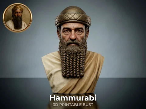 Hammurabi Babylonian King 3D Printable Bust 3D Print Model