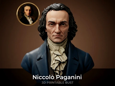 Niccol Paganini 3D Printable Bust 3D Print Model