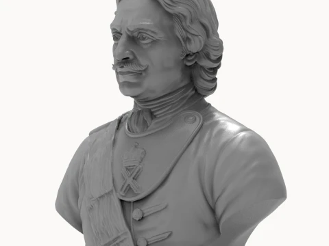 Peter the Great Russian Emperor 3D Printable Bust 3D Print Model