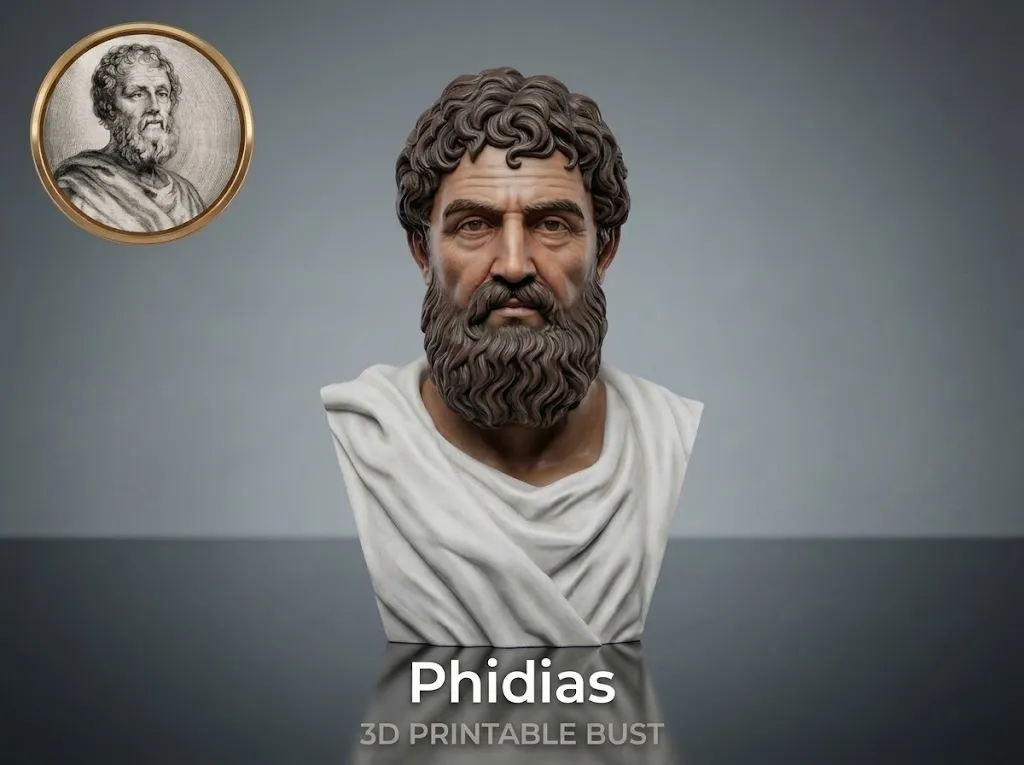 Phidias Ancient Greek Sculptor 3D Printable Bust 3D Print Model .c4d .max .obj .3ds .fbx .stl .blend 