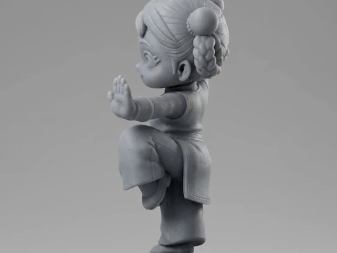 Cartoon Kung Fu Girl Figurine 3D Print Model 3D 3D Print Model
