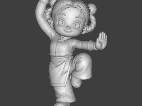 Cartoon Kung Fu Girl Figurine 3D Print Model 3D 3D Print Model