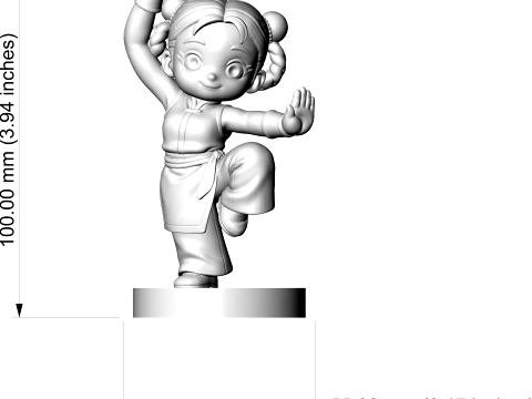 Cartoon Kung Fu Girl Figurine 3D Print Model 3D 3D Print Model
