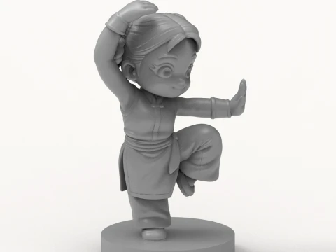 Cartoon Kung Fu Girl Figurine 3D Print Model 3D 3D Print Model