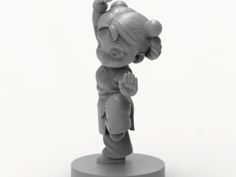 Cartoon Kung Fu Girl Figurine 3D Print Model 3D 3D Print Model