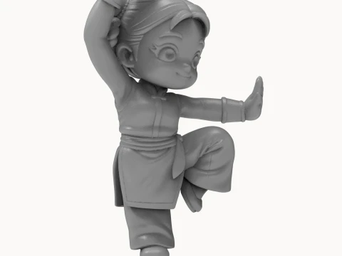 Cartoon Kung Fu Girl Figurine 3D Print Model 3D 3D Print Model