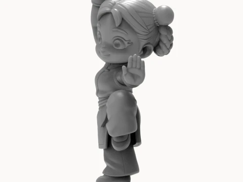Cartoon Kung Fu Girl Figurine 3D Print Model 3D 3D Print Model