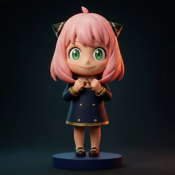 Anya Forger Chibi 3D Printable Figurine 3D Print Model .c4d .max .obj .3ds .fbx .stl .blend 