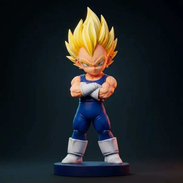 Super Saiyan Vegeta Chibi 3D Printable Figurine 3D Print Model .c4d .max .obj .3ds .fbx .stl .blend 