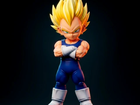 Super Saiyan Vegeta Chibi 3D Printable Figurine Modelo de impresión 3D
