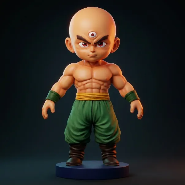 Tien Shinhan Chibi 3D Printable Figurine 3D Print Model .c4d .max .obj .3ds .fbx .stl .blend 