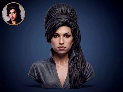 Amy Winehouse 3D Printable Bust Model do druku 3D