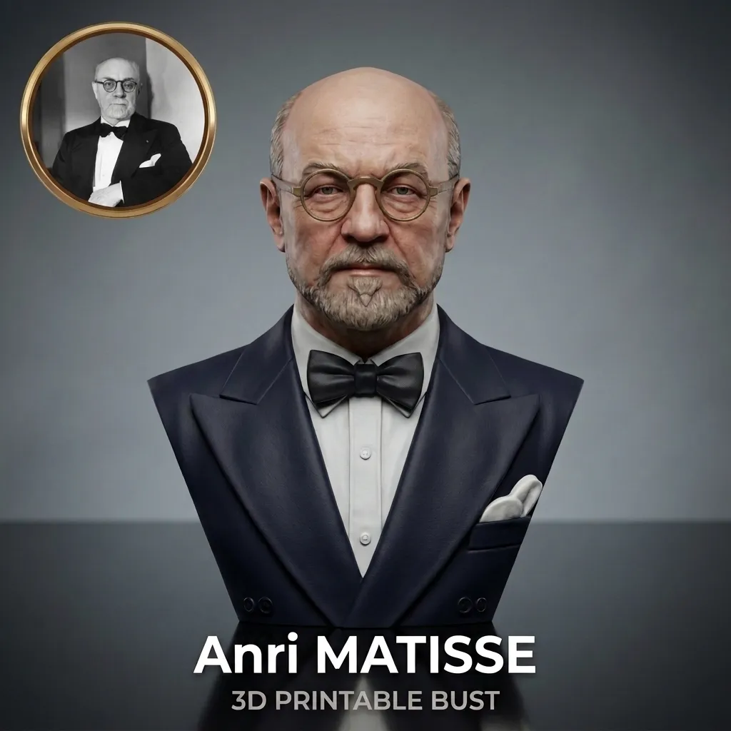 Anri Matisse 3D Printable Bust Sculpture 3D Print Model .c4d .max .obj .3ds .fbx .stl .blend 