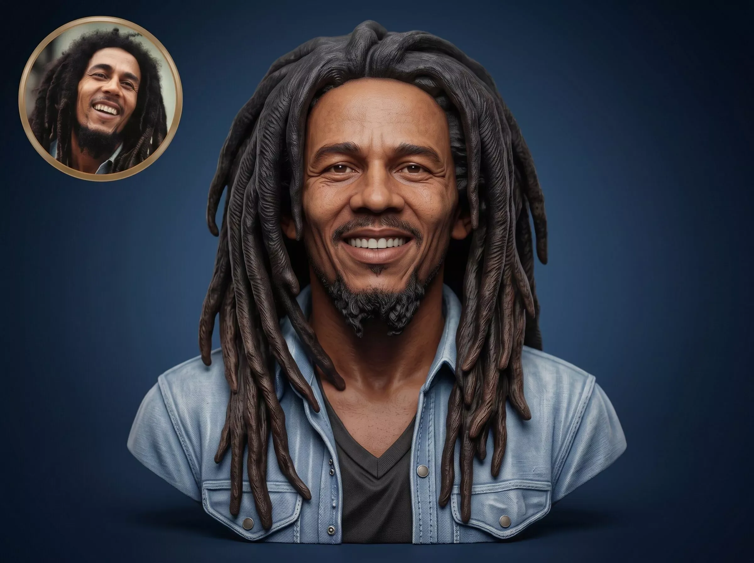 Bob Marley 3D Printable Bust 3D Print Model .c4d .max .obj .3ds .fbx .stl .blend 