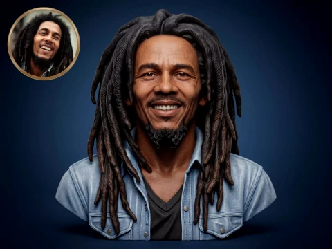 Bob Marley 3D Printable Bust 3D Print Model
