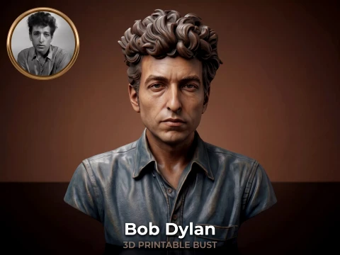 Dylan Folk Music Icon Bust 3D Print Model 3D Print Model