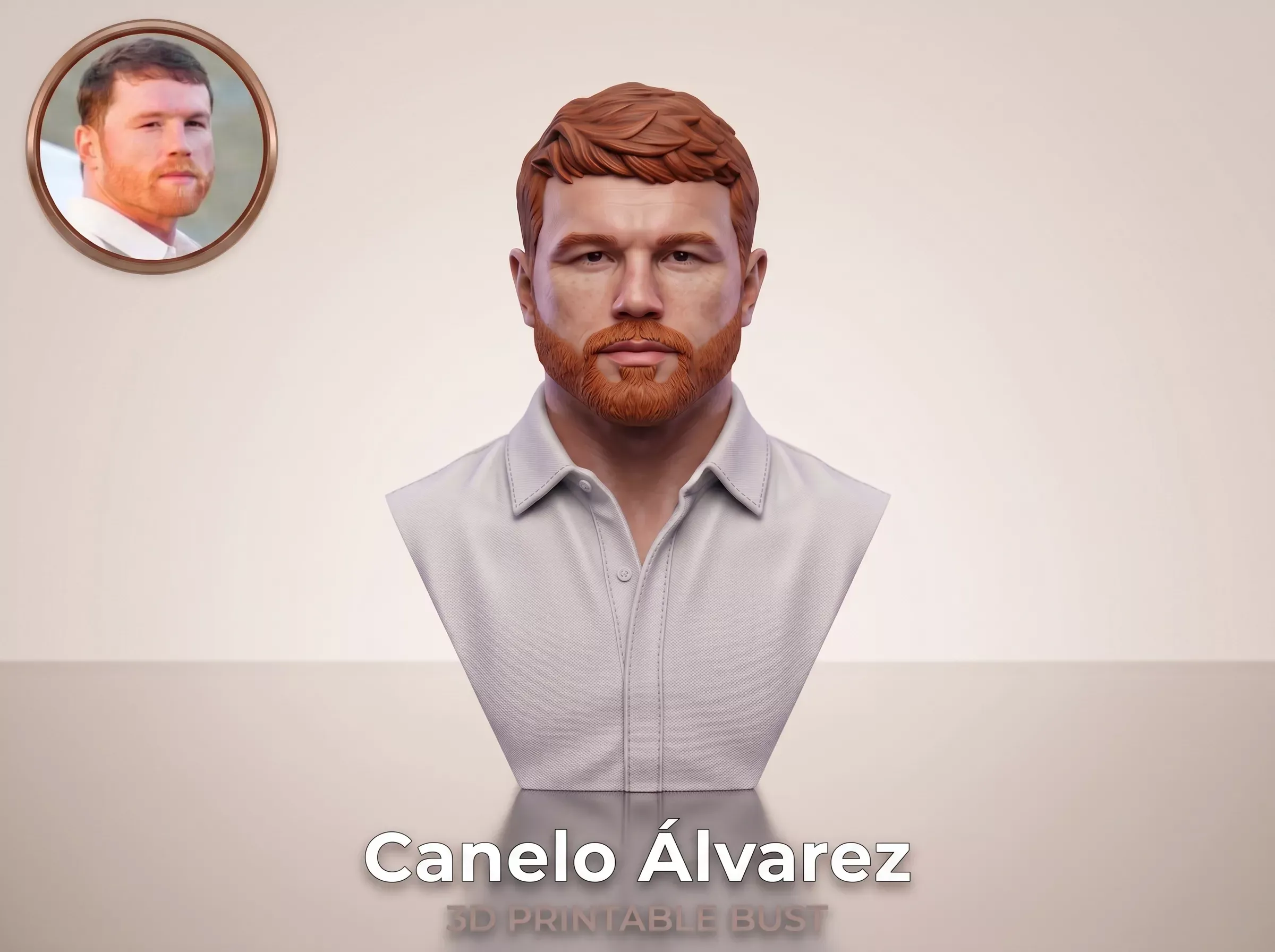 Canelo Alvarez 3D Printable Bust 3D Print Model .c4d .max .obj .3ds .fbx .stl .blend 