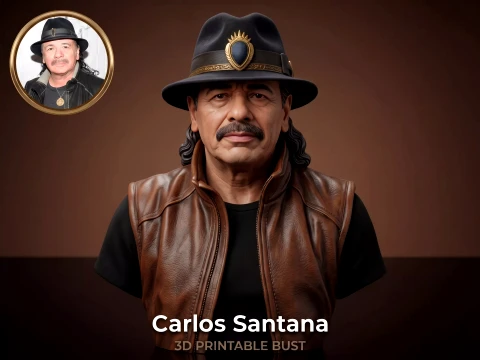 Carlos Santana Latin Rock Guitarist Bust 3D Print Model 3D Print Model