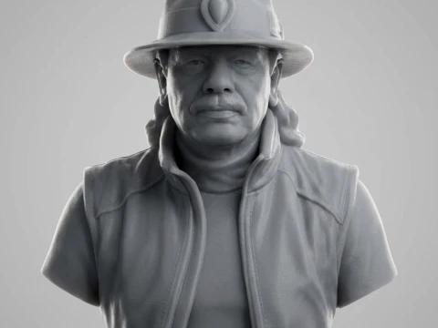 Carlos Santana Latin Rock Guitarist Bust 3D Print Model 3D Print Model