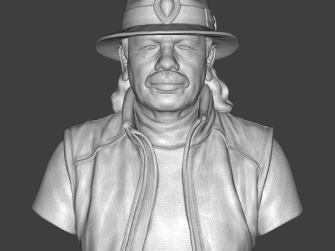 Carlos Santana Latin Rock Guitarist Bust 3D Print Model 3D Print Model