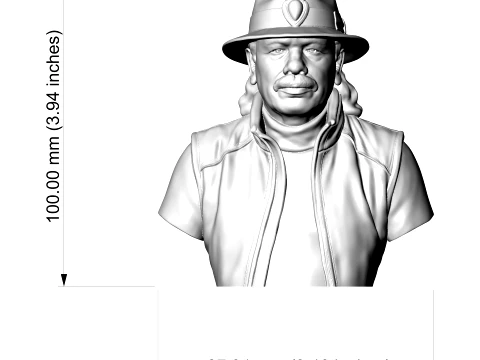 Carlos Santana Latin Rock Guitarist Bust 3D Print Model 3D Print Model