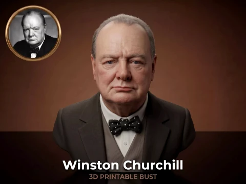 Winston Churchill 3D Printable Bust 3D Print Model