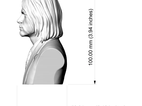 Kurt Cobain 3D Printable Bust 3D Print Model