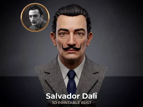 Salvador DalI 3D Printable Bust Model Cetak 3D