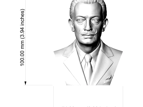 Salvador DalI 3D Printable Bust 3D Print Model