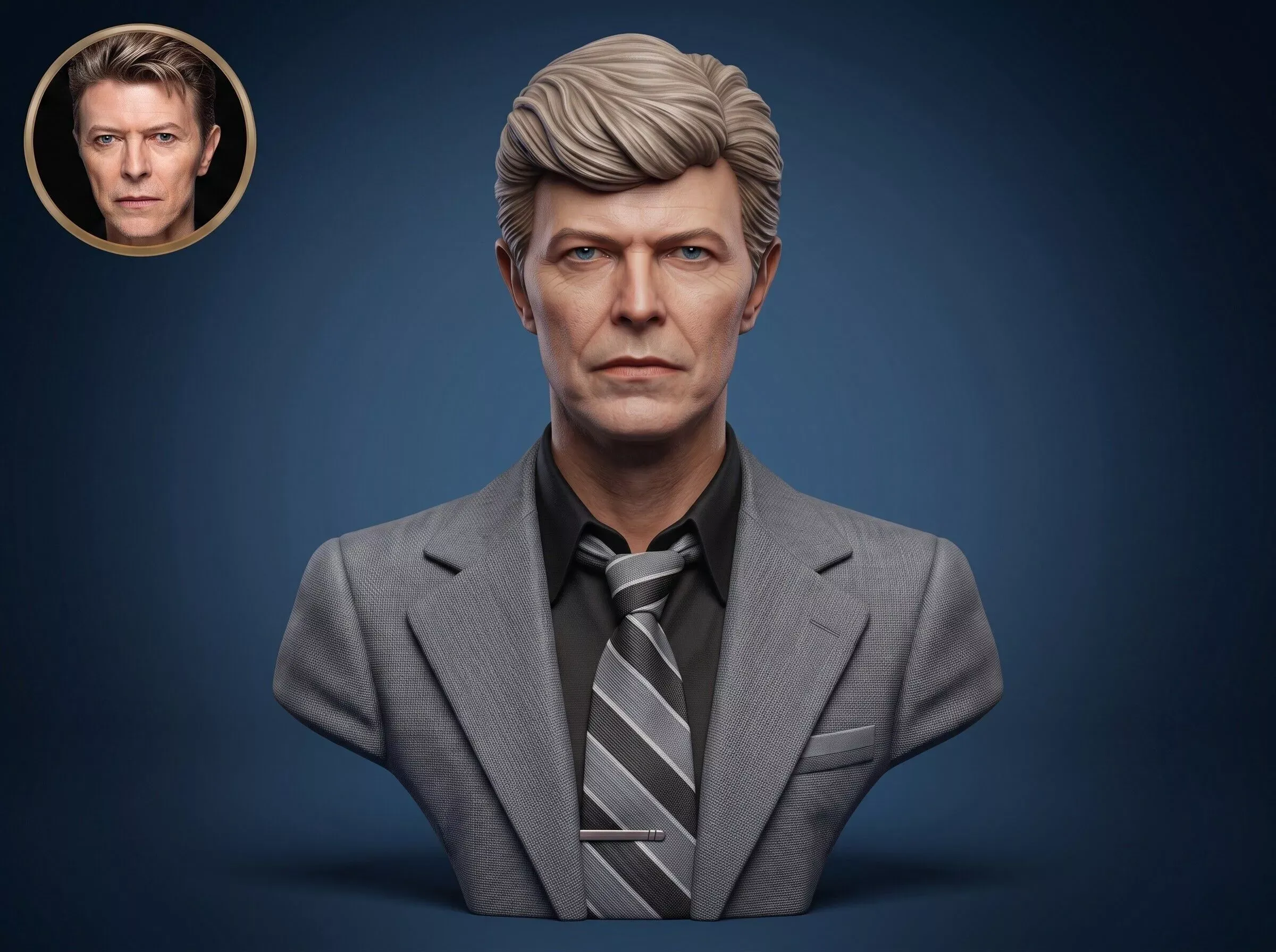 David Bowie 3D Printable Bust 3D Print Model .c4d .max .obj .3ds .fbx .stl .blend 