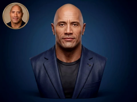 Dwayne Johnson 3D Printable Bust Model Cetak 3D