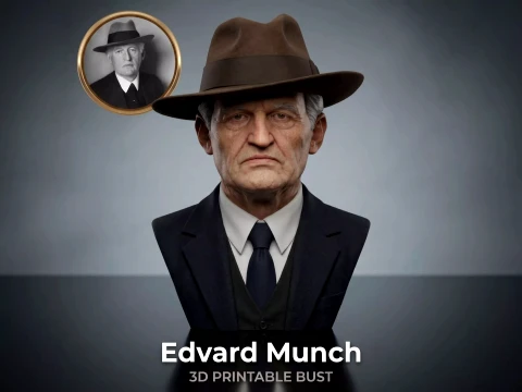 Edvard Munch 3D Printable Bust Model Cetak 3D