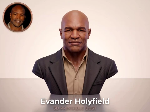 Evander Holyfield 3D Printable Bust Model Cetak 3D