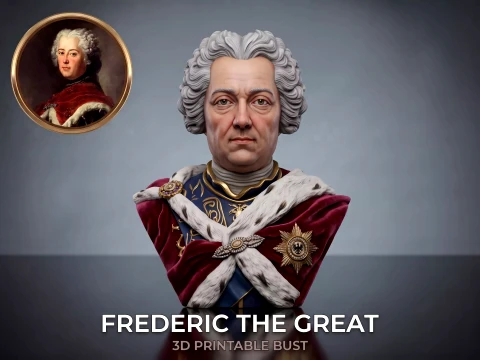 Frederick the Great 3D Printable Bust Model Cetak 3D